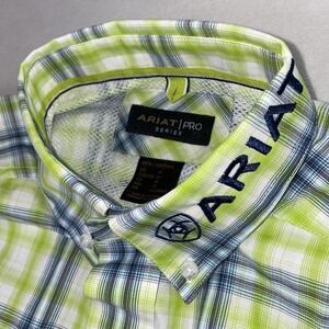 ARIAT Pro Team Logo Twill Shirt Button Down Tag M Fits Mens Large Western Cowboy